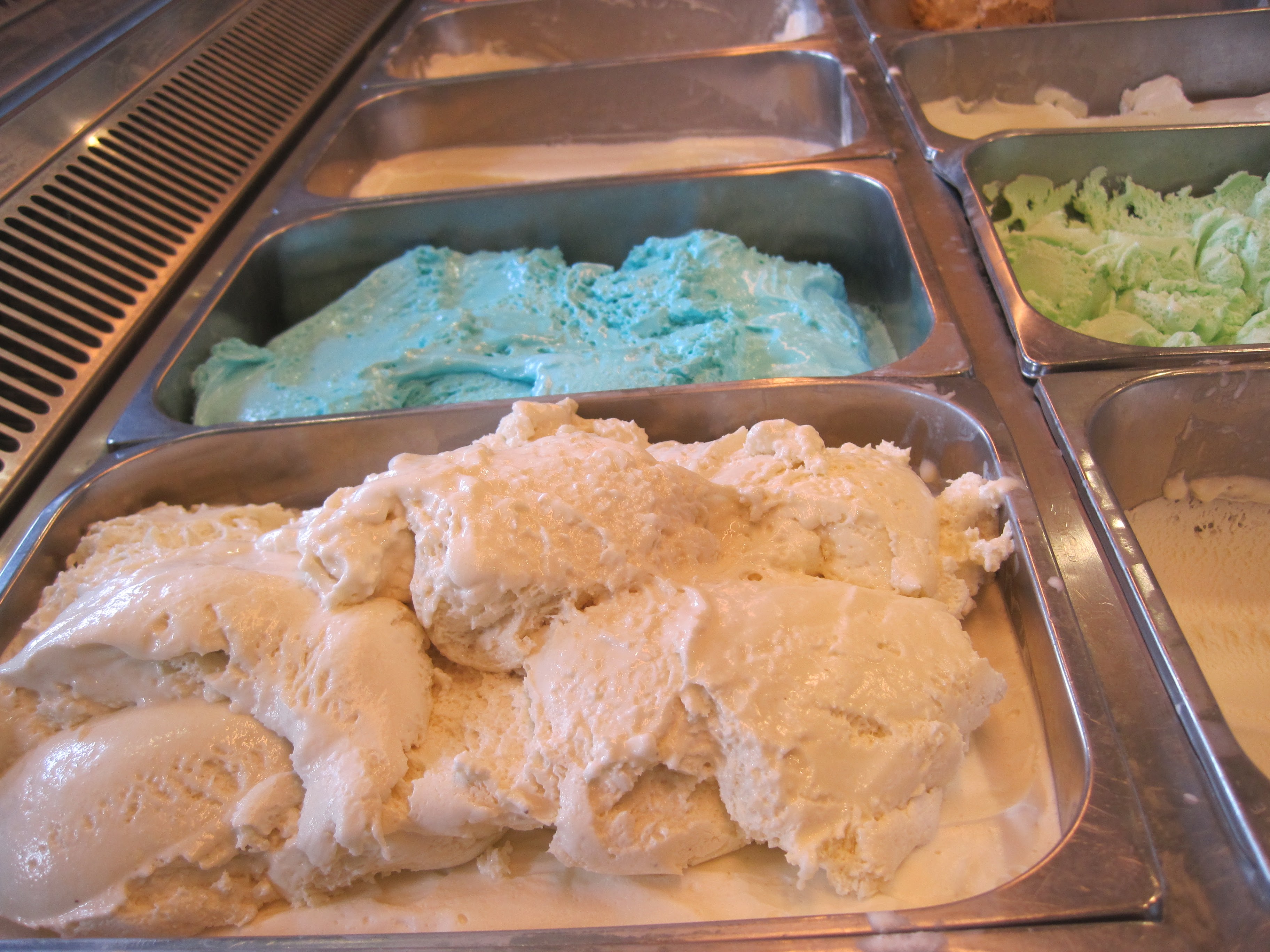 Colorful ice cream and dessert display